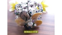 Handmade Beads Cuff With Flower Bracelets 